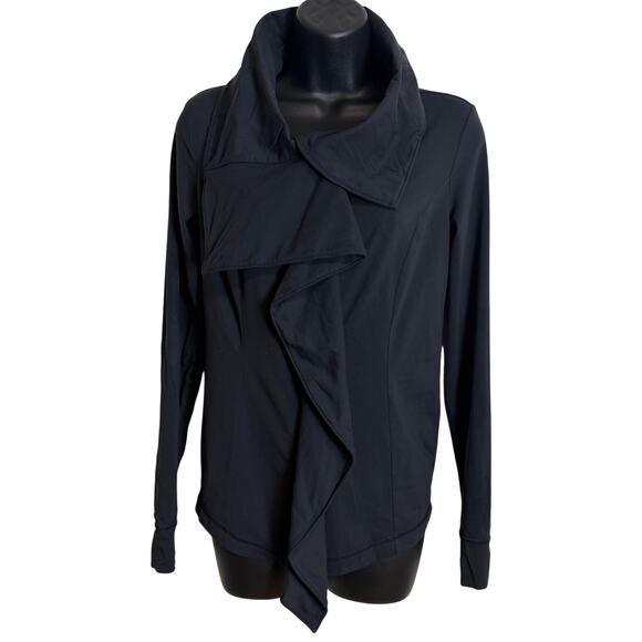 Lucy Jackets & Blazers - Lucy Women Small Black Zip Up Jacket Yoga Asymmetrical Drape Collar Athleisure